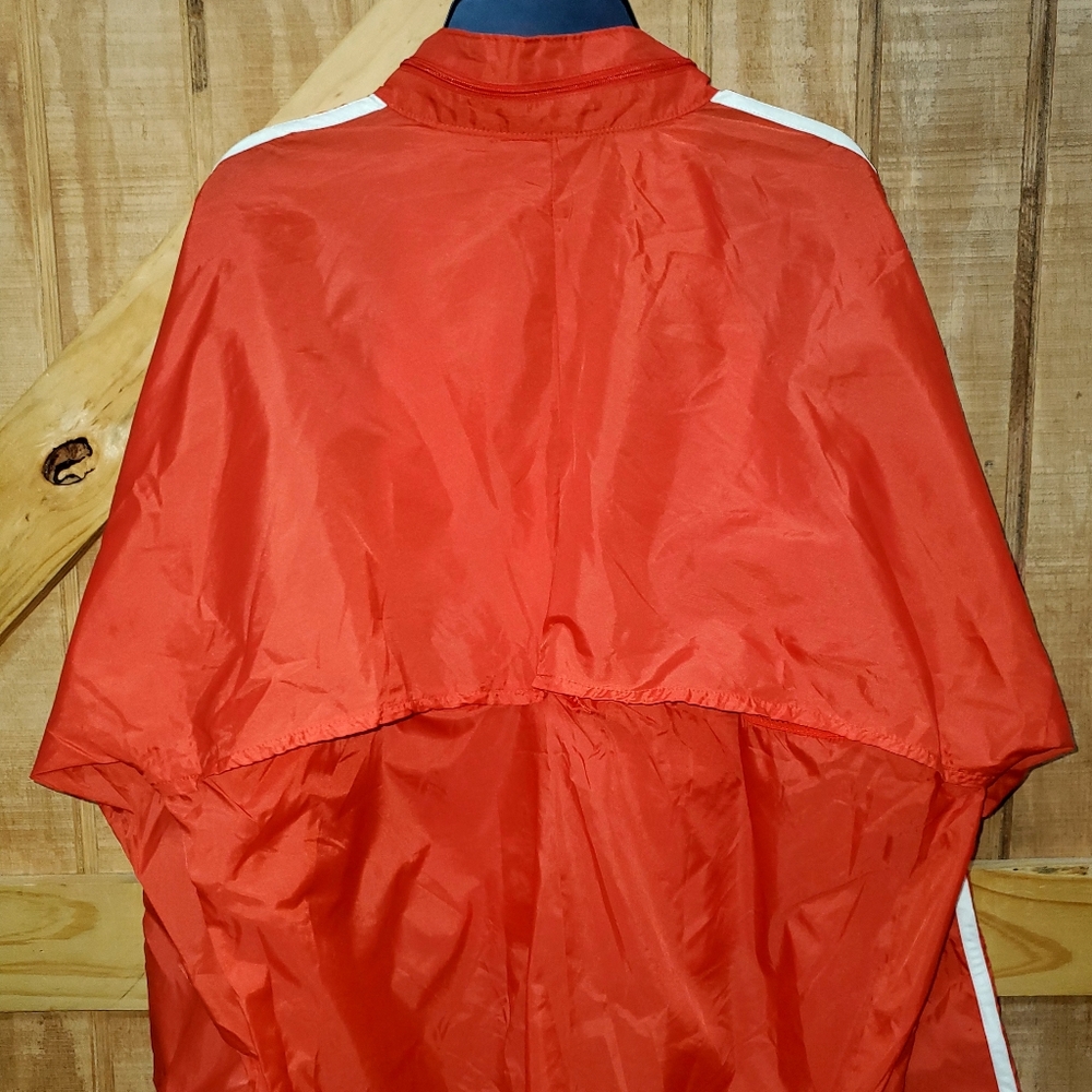 Adidas Windbreaker Mens Size Medium Red 3 White Stripes Pullover Jacket Vintage - Picture 2 of 3